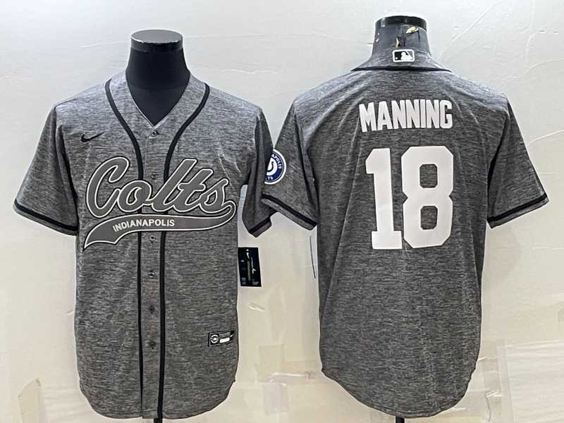 Men's Indianapolis Colts #18 Peyton Manning Grey Gridiron With Patch Cool Base Stitched Baseball Jersey,We sell and wholesale Men's Indianapolis Colts #18 Peyton Manning Grey Gridiron With Patch Cool Base Stitched Baseball Jersey on line form chian!